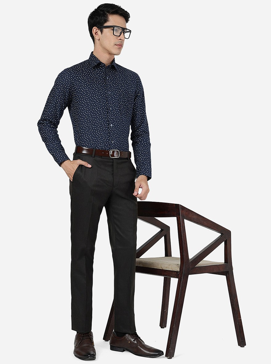 Brown Solid Super Slim Fit Formal Trouser | Greenfibre