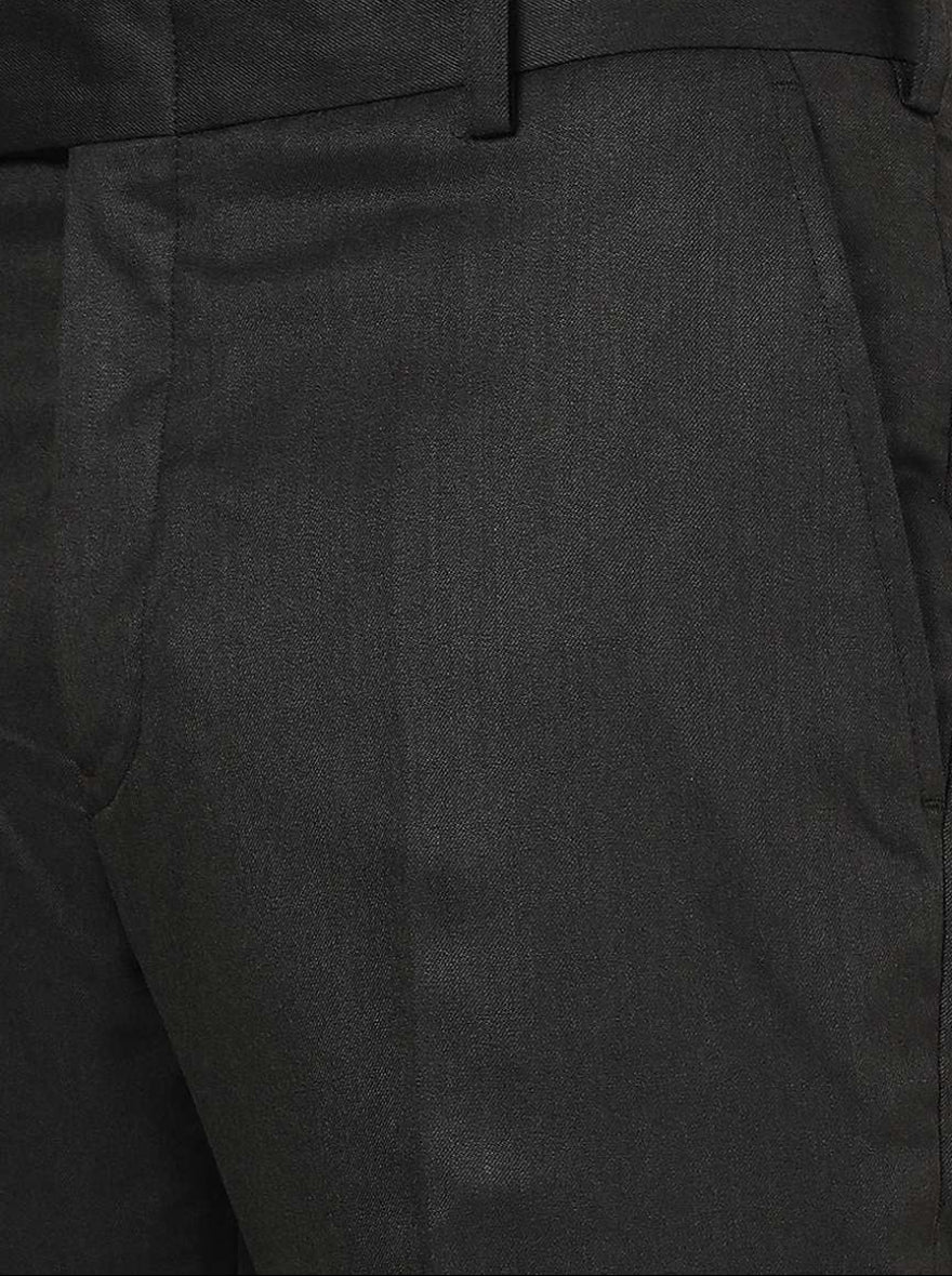 Brown Solid Super Slim Fit Formal Trouser | Greenfibre