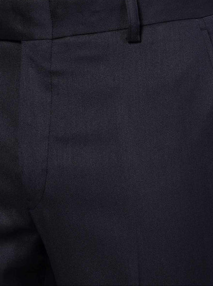 Navy Blue Solid Super Slim Fit Formal Trouser | Greenfibre