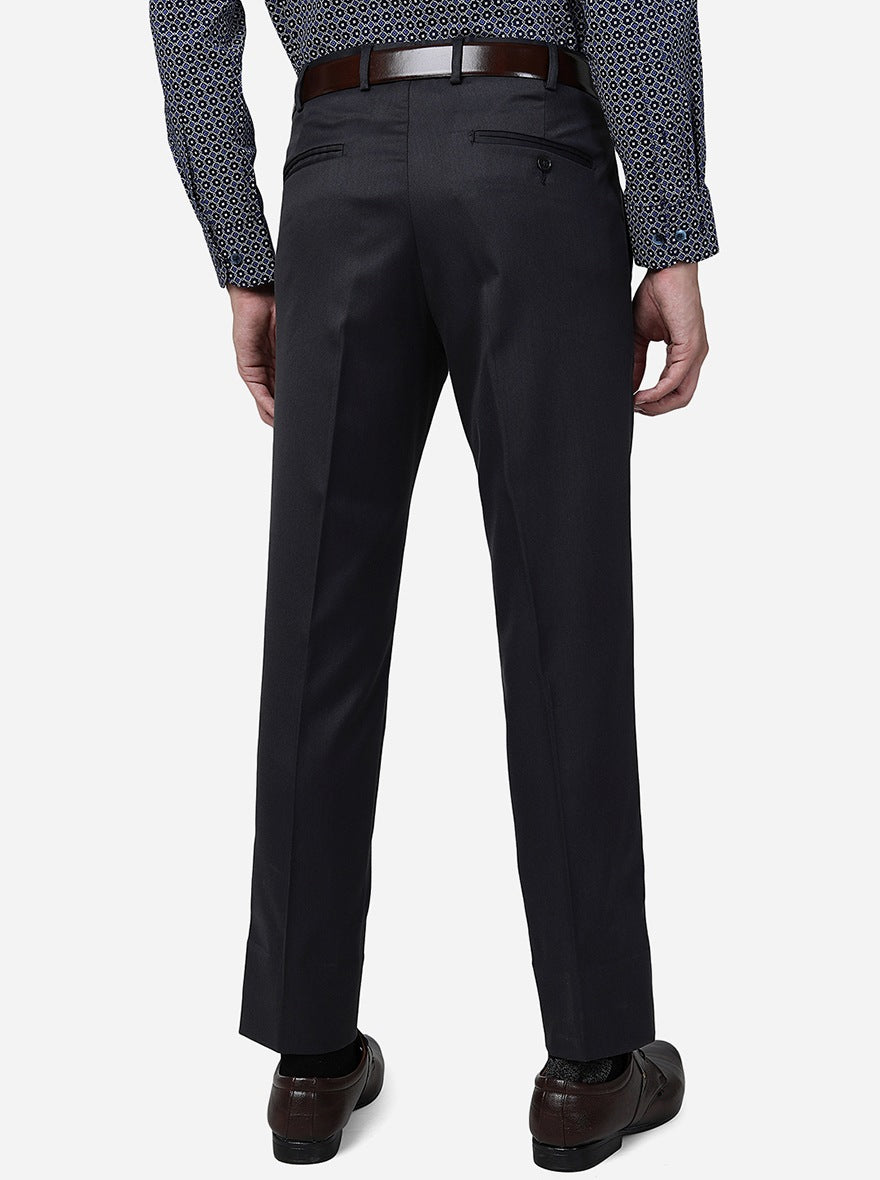 Dark Grey Solid Super Slim fit Formal Trouser | Greenfibre