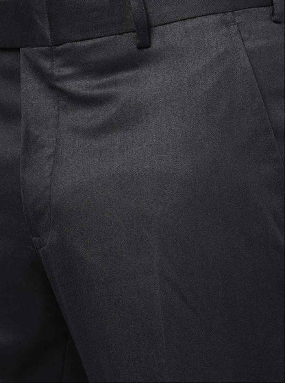 Dark Grey Solid Super Slim fit Formal Trouser | Greenfibre