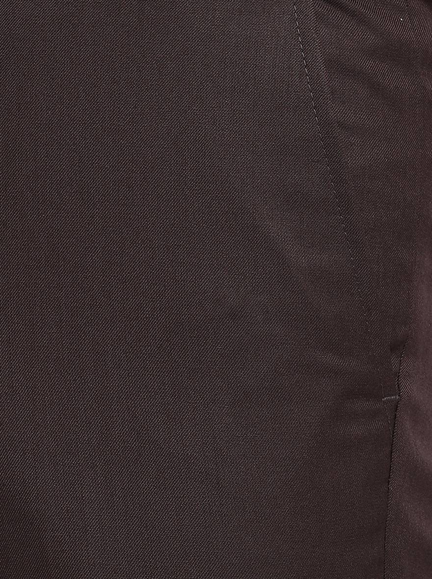 Dark Brown Solid Slim Fit Formal Trouser | Greenfibre