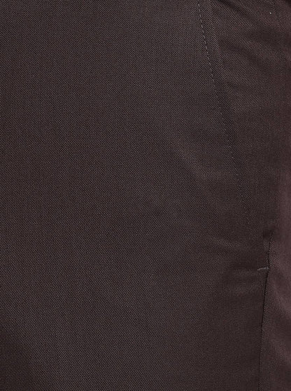 Dark Brown Solid Slim Fit Formal Trouser | Greenfibre