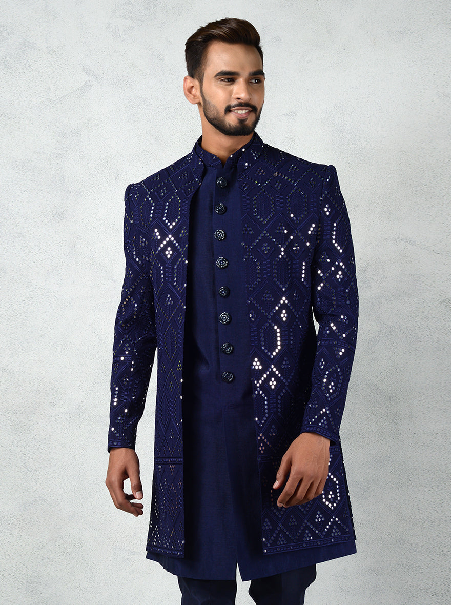 Navy Blue Indo Western Dresses For Mens With Price Indo Western