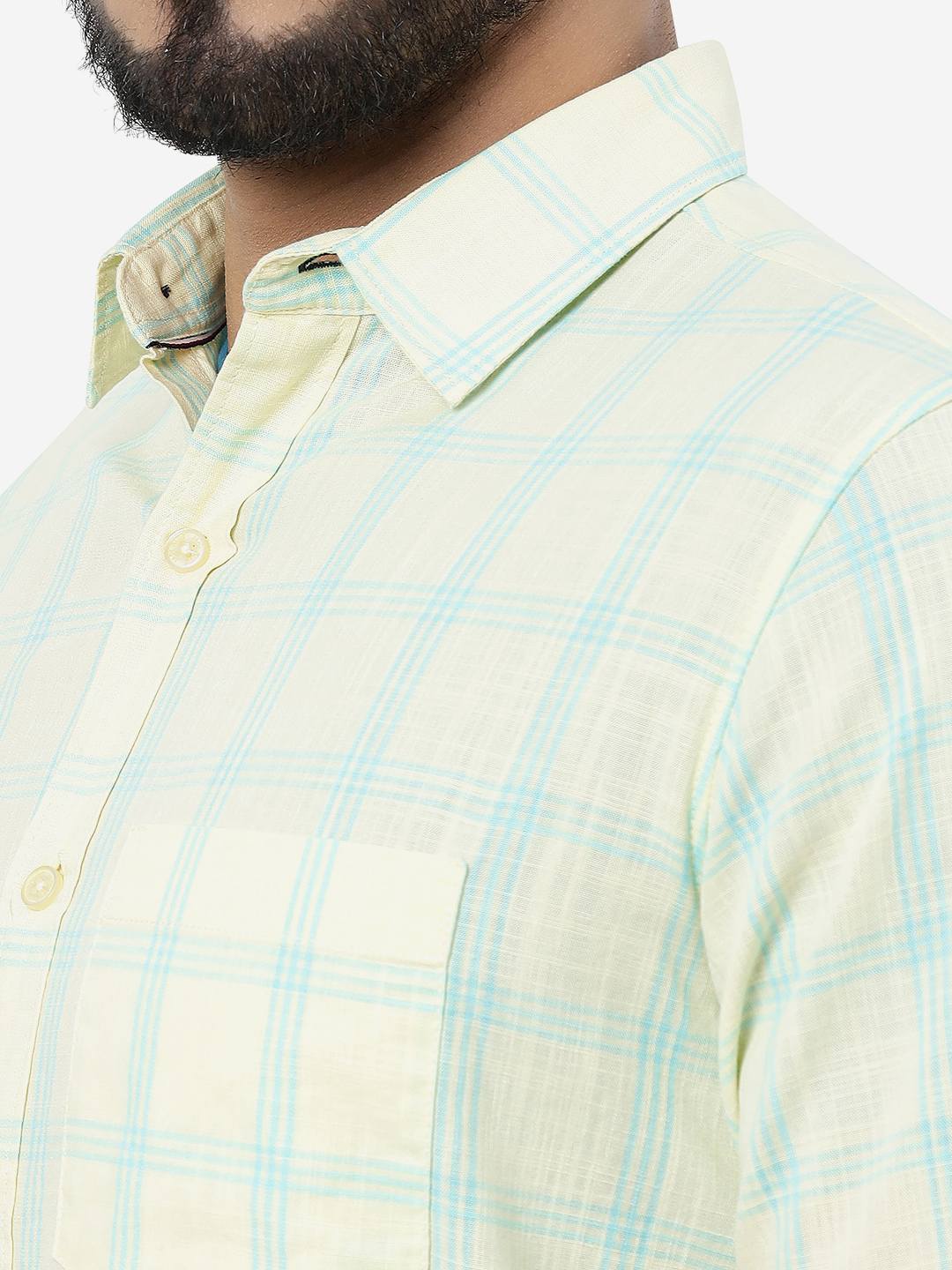 Yellow Checked Slim Fit Casual Shirt | JadeBlue