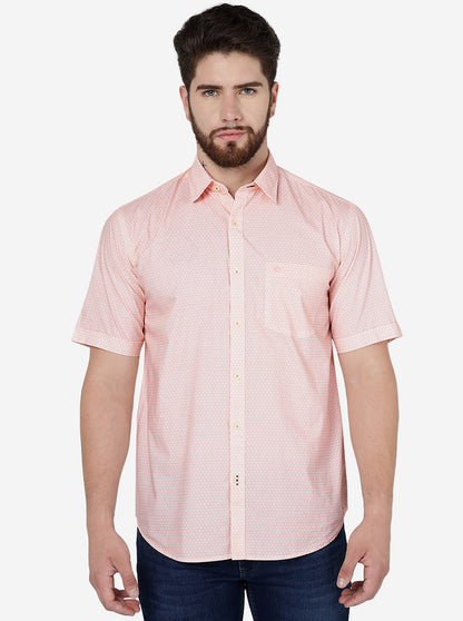 Orange Printed Smart Fit Semi Casual Shirt | Greenfibre