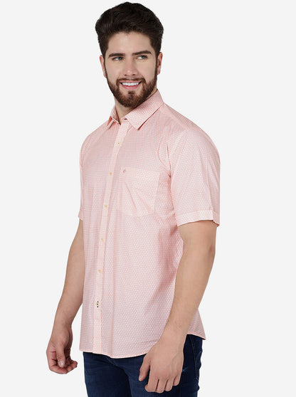 Orange Printed Smart Fit Semi Casual Shirt | Greenfibre