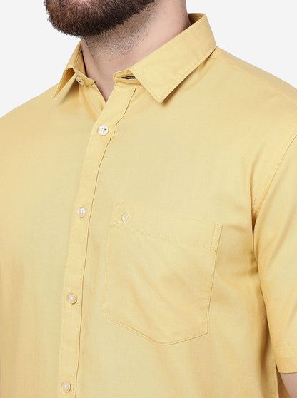 Pineapple Yellow Solid Smart Fit Semi Casual Shirt | Greenfibre