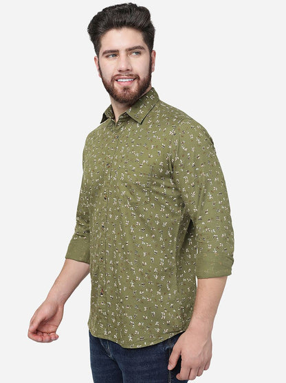 Vineyard Green Printed Slim Fit Casual Shirt | JadeBlue