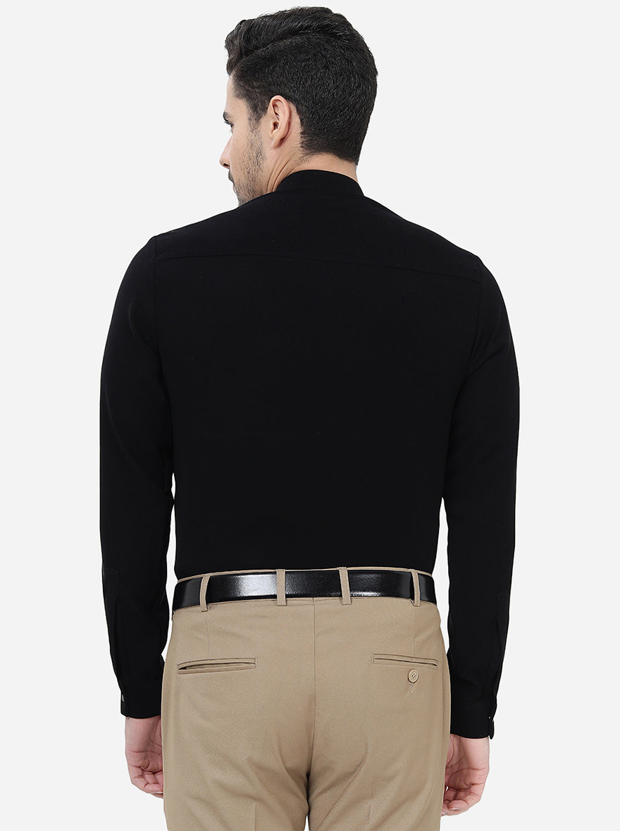 Black Solid Slim Fit Party Wear Shirt | JB Studio