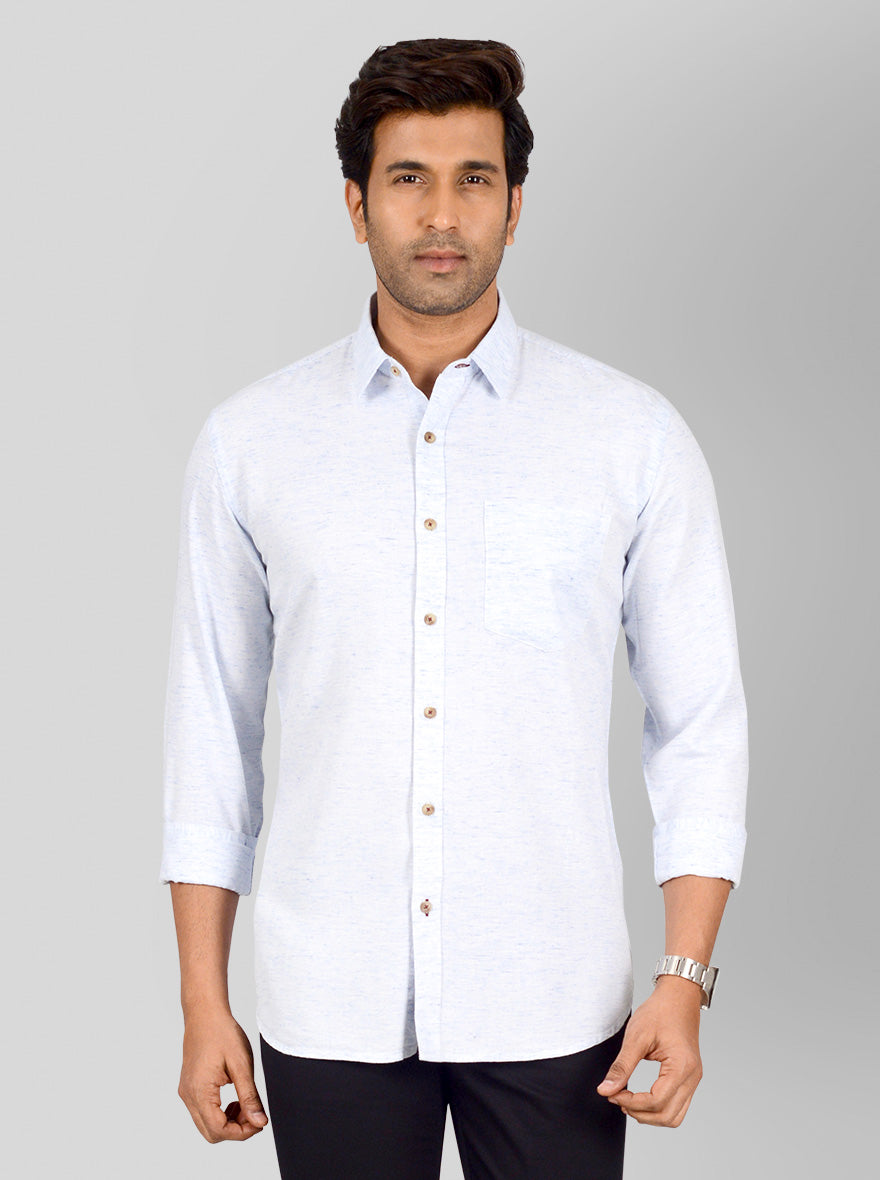 Ice Blue Self Design Smart Fit Casual Shirt | Greenfibre