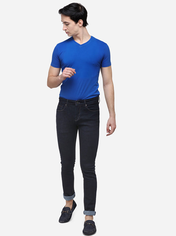Dark Blue Slim Fit Solid Jeans | JadeBlue
