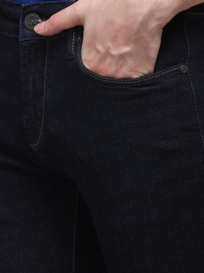 Dark Blue Slim Fit Solid Jeans | JadeBlue