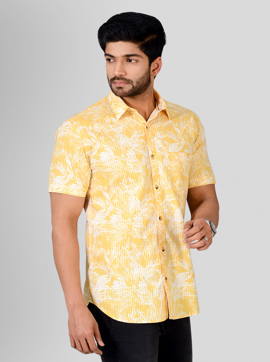 Summer Lime Printed Slim Fit Casual Shirt | Greenfibre