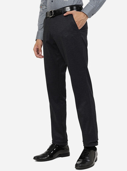 Navy Blue Solid Slim Fit Club Wear Trouser | JB Studio