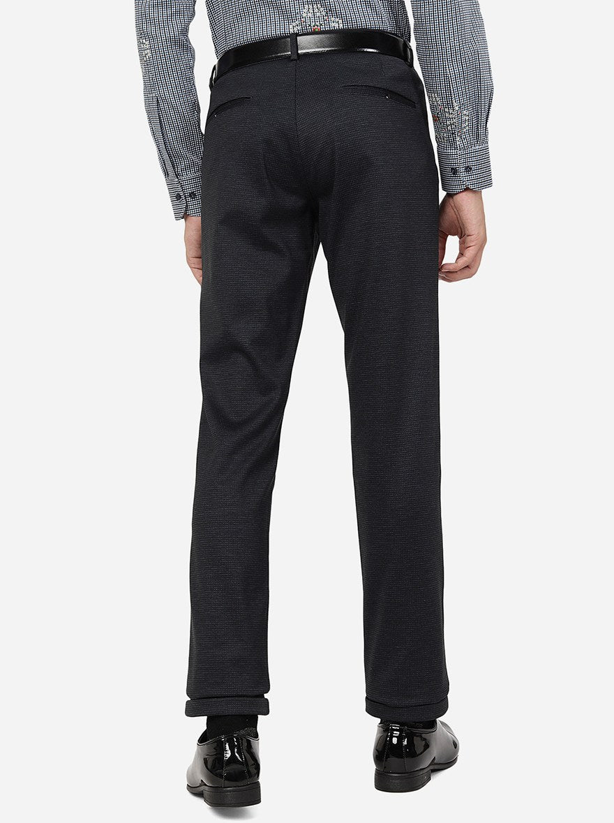 Navy Blue Solid Slim Fit Club Wear Trouser | JB Studio
