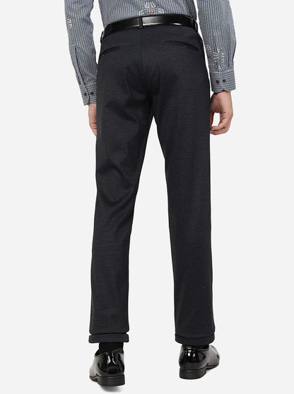 Navy Blue Solid Slim Fit Club Wear Trouser | JB Studio