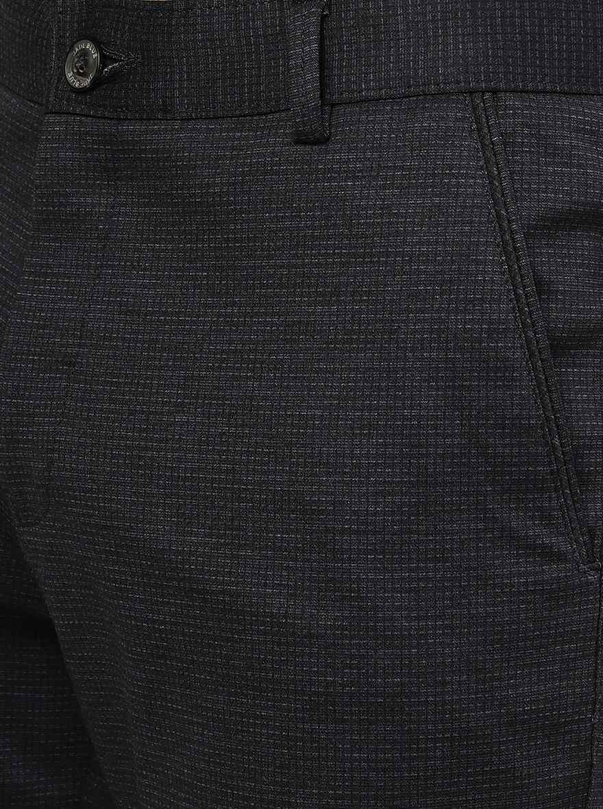 Navy Blue Solid Slim Fit Club Wear Trouser | JB Studio