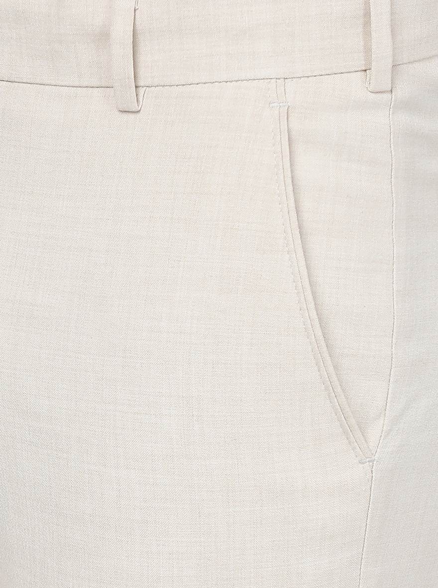 Beige Solid Slim Fit Formal Trouser | JB Studio