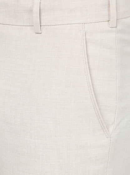 Beige Solid Slim Fit Formal Trouser | JB Studio