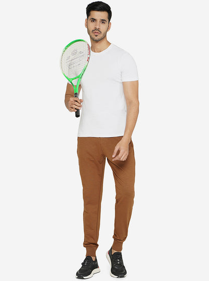 Brown Solid Slim Fit Track Pant | JadeBlue