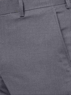 Light Grey Solid Slim Fit Formal Trouser | Metal