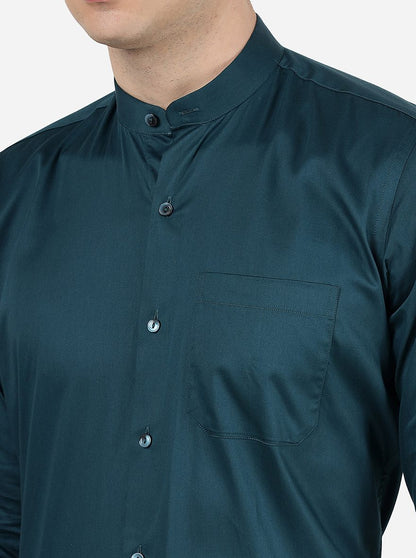 Peacock Green Solid Slim Fit Formal Shirt | Metal