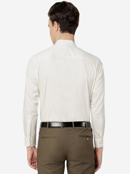Cream Solid Slim Fit Formal Shirt | Metal