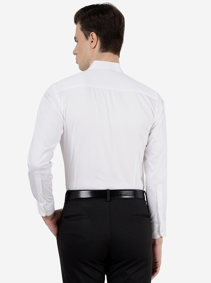 White Solid Slim Fit Formal Shirt | Metal