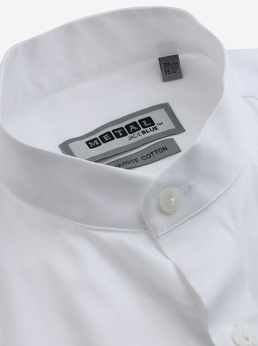 White Solid Slim Fit Formal Shirt | Metal