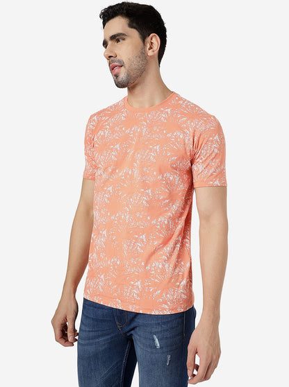 Orange Printed Slim Fit T-Shirt | JadeBlue