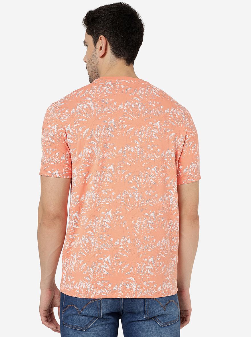 Orange Printed Slim Fit T-Shirt | JadeBlue