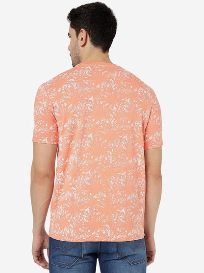 Orange Printed Slim Fit T-Shirt | JadeBlue