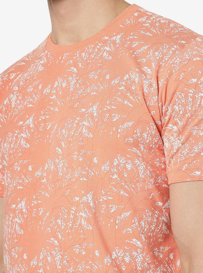 Orange Printed Slim Fit T-Shirt | JadeBlue