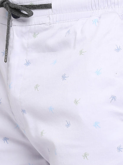 Light Blue Printed Regular Fit Capri | JadeBlue