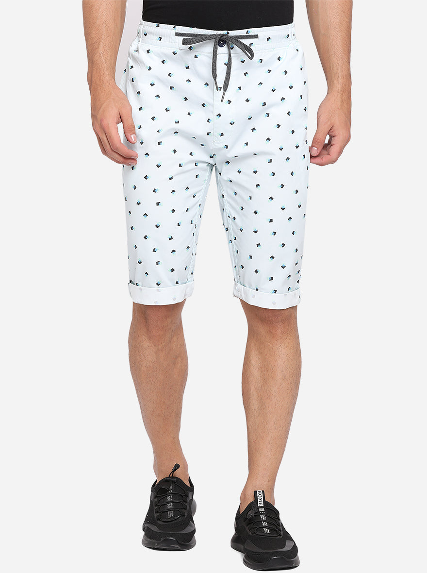 Milky Green Printed Regular Fit Capri | JadeBlue