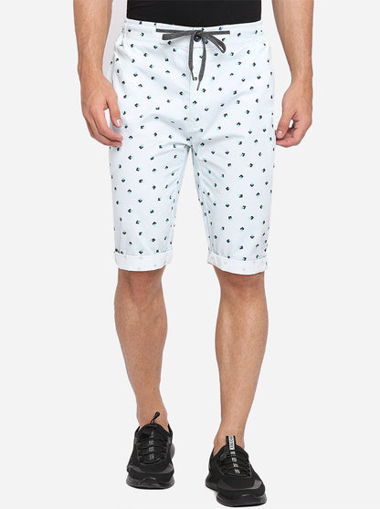 Milky Green Printed Regular Fit Capri | JadeBlue