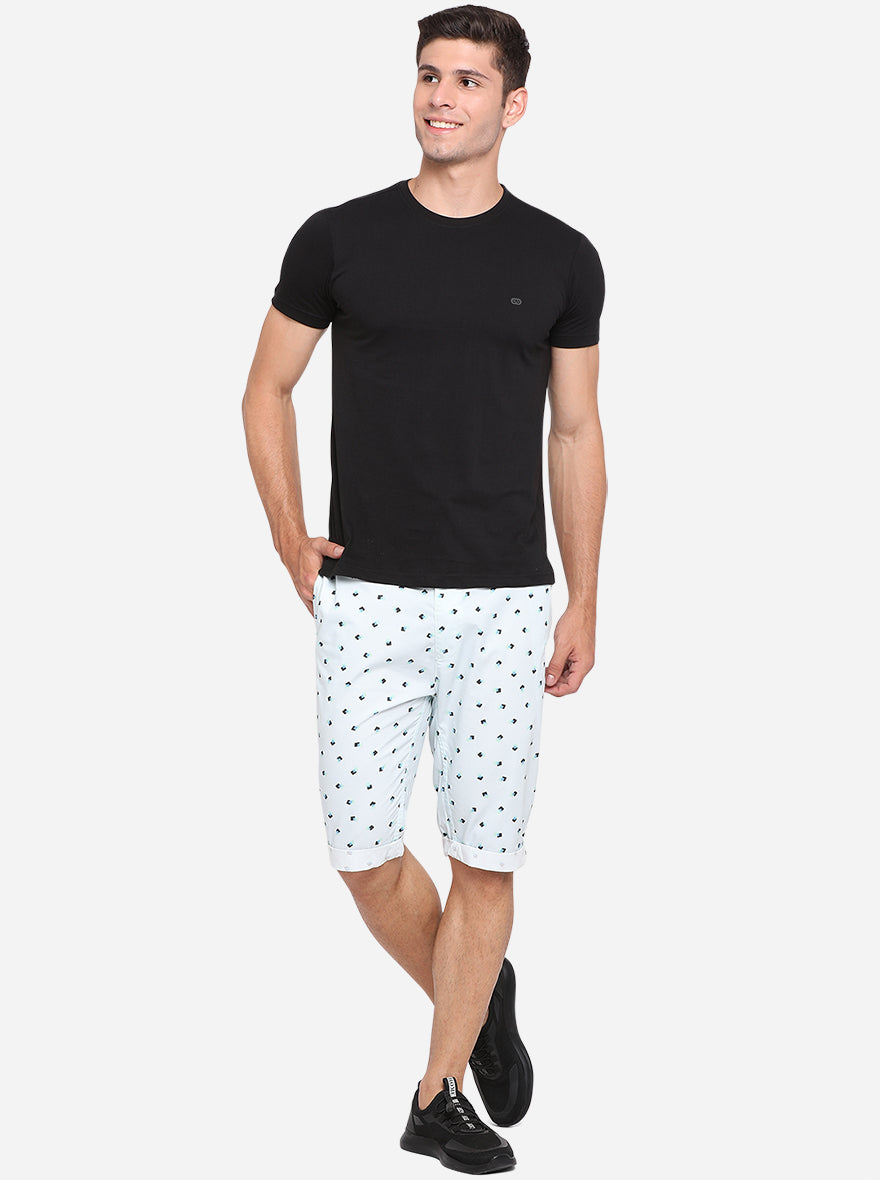 Milky Green Printed Regular Fit Capri | JadeBlue