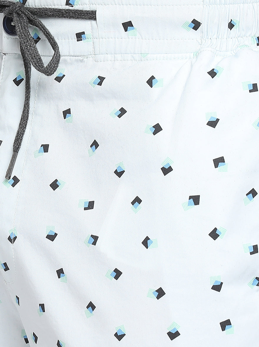 Milky Green Printed Regular Fit Capri | JadeBlue