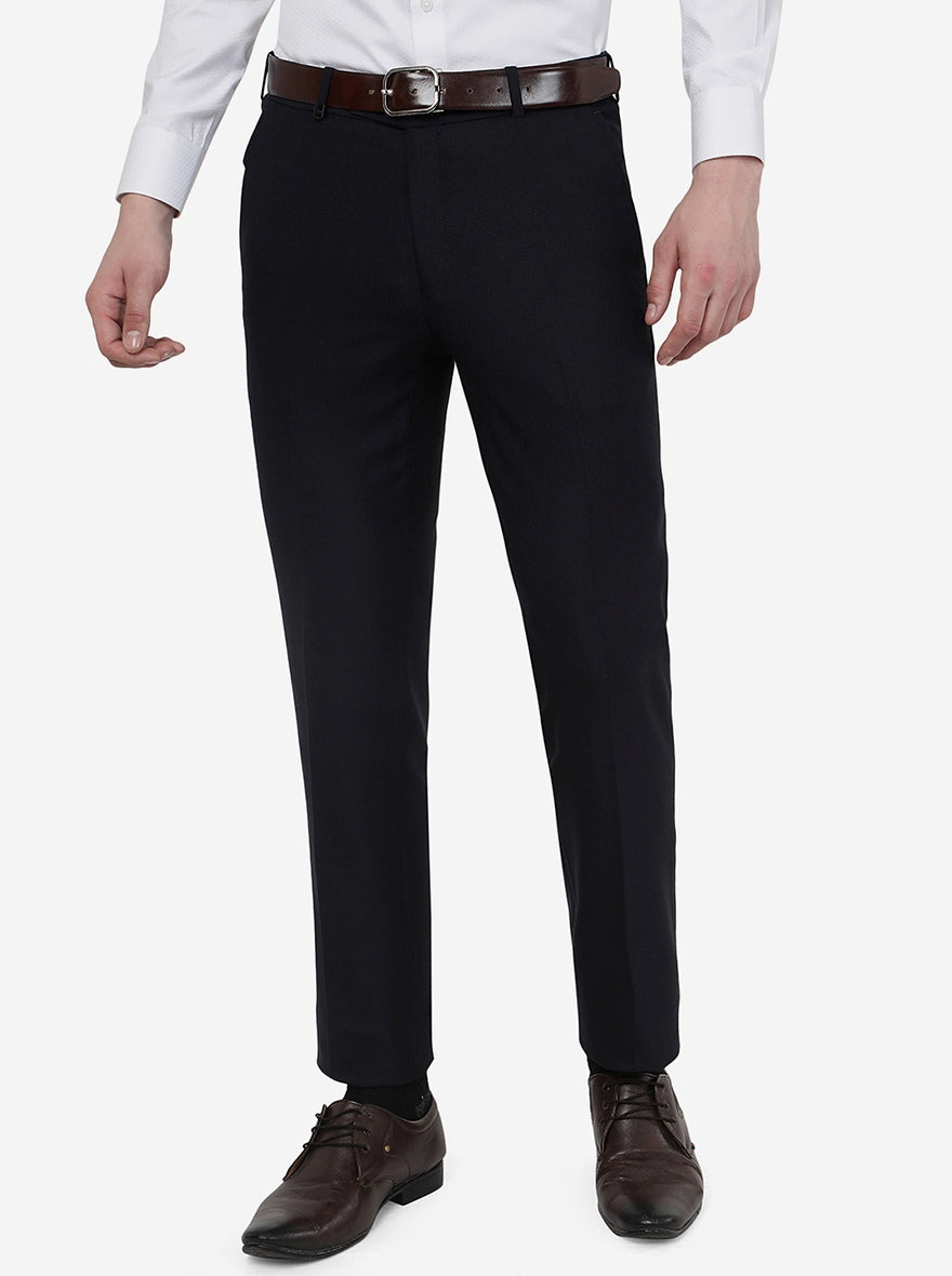 Blue Solid Slim Fit Formal Trouser | JB Studio