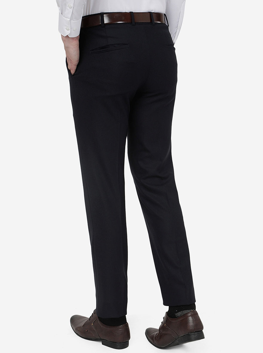 Blue Solid Slim Fit Formal Trouser | JB Studio