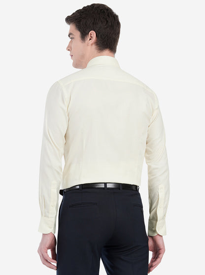 Pearl Yellow Dobby Slim Fit Formal Shirt | Metal