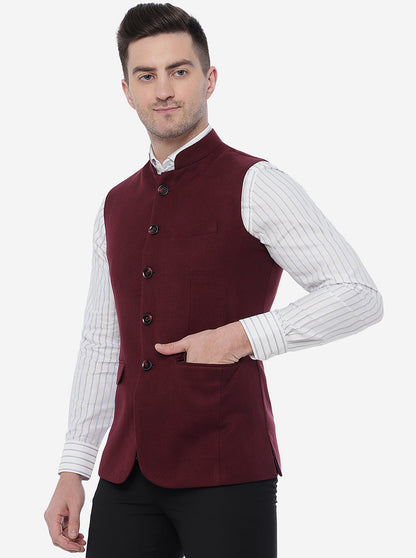 Wine Bandhgala Jacket | JB Studio