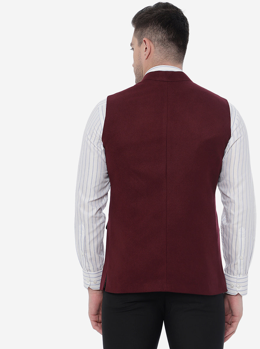 Wine Bandhgala Jacket | JB Studio