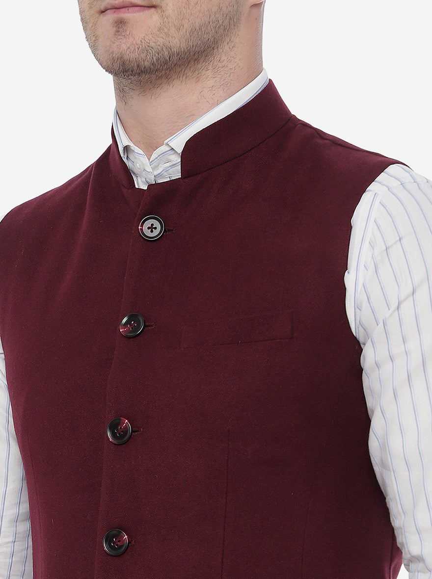 Wine Bandhgala Jacket | JB Studio
