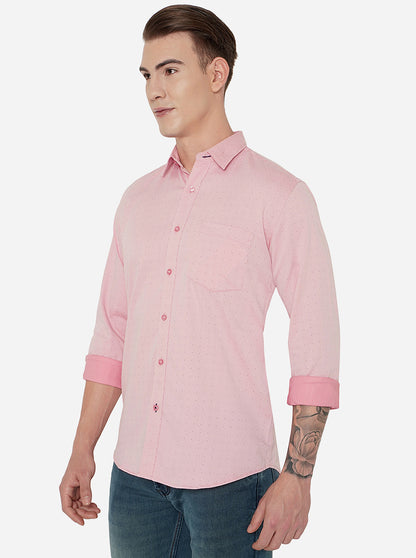 Pink Printed Slim Fit Casual Shirt | JadeBlue