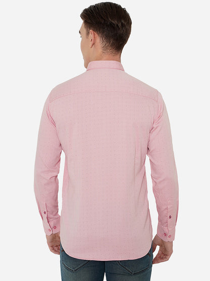 Pink Printed Slim Fit Casual Shirt | JadeBlue
