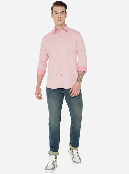 Pink Printed Slim Fit Casual Shirt | JadeBlue