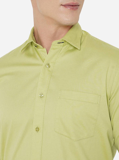 Green Solid Slim Fit Casual Shirt | JadeBlue