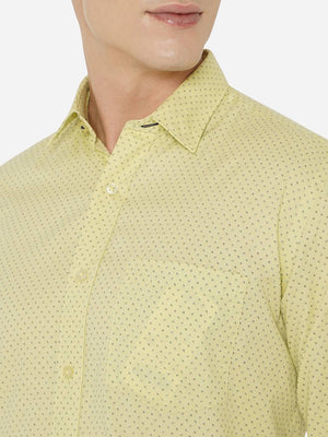 Lemon Yellow Printed Slim Fit Casual Shirt | JadeBlue